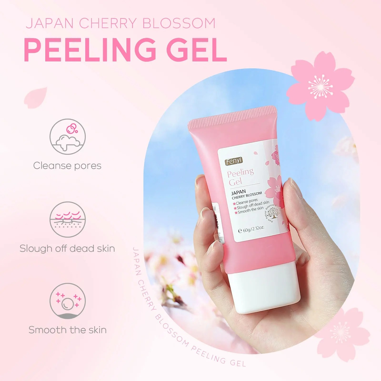 Cherry Blossom Exfoliating Gel - Moisturizing, Tender, and Cleansing Skin Care for Face and Body