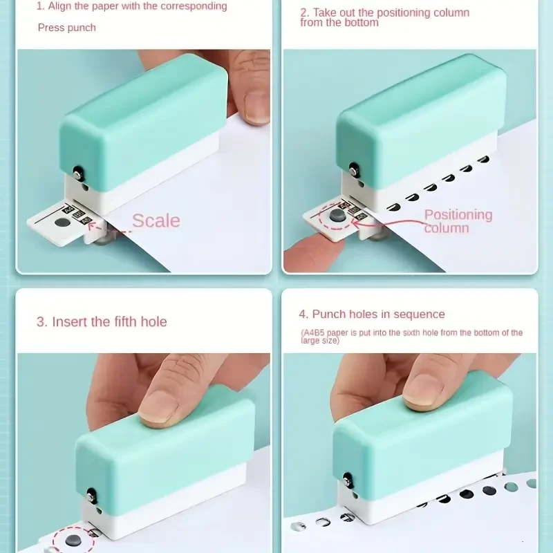 Adjustable 6-Hole Paper Punch for Planners