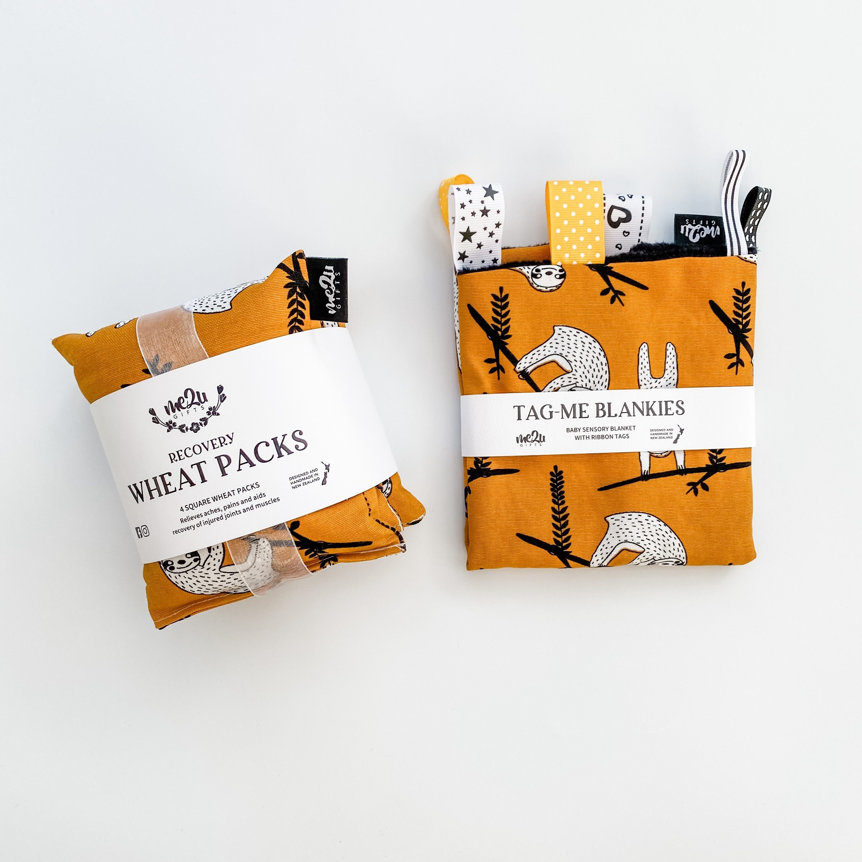 Tag-Me-Blankie | Mustard Sloth | Made in NZ