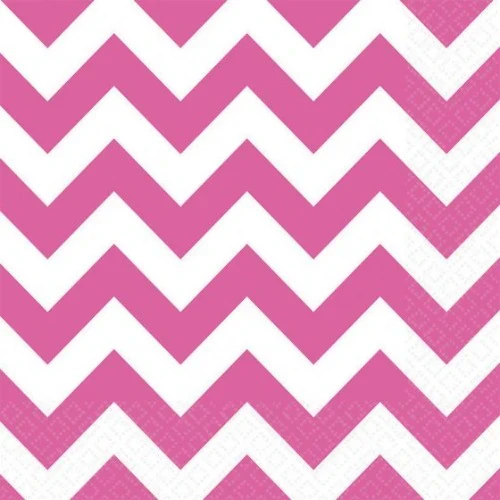 Chevron Lunch Napkins Bright Pink - Pack of 16