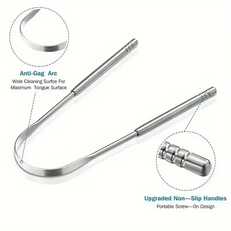3pcs Stainless Steel Tongue Scraper - Portable Tongue Cleaner for Adults