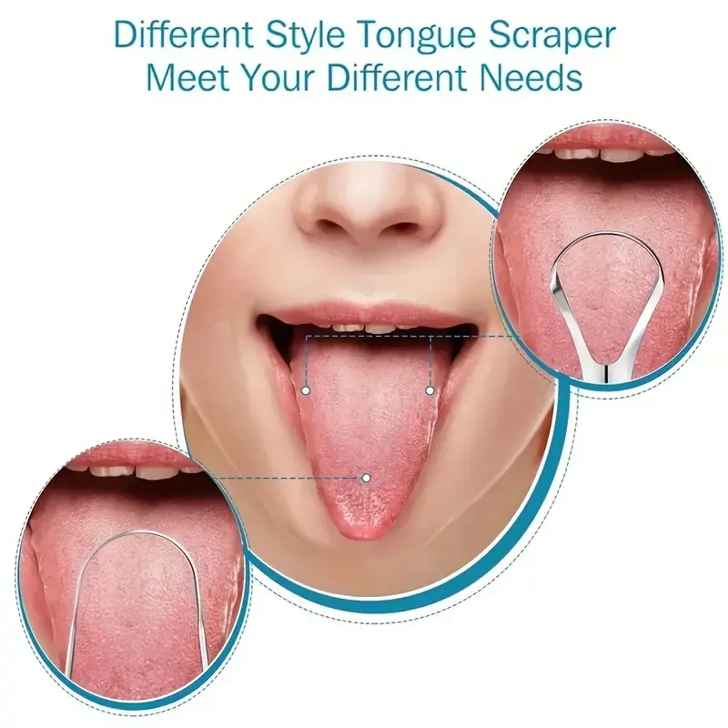 3pcs Stainless Steel Tongue Scraper - Portable Tongue Cleaner for Adults