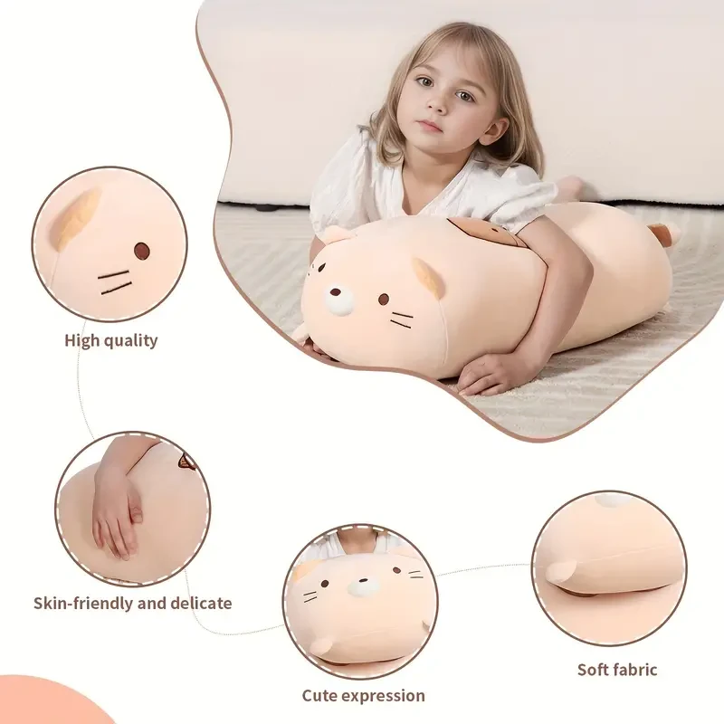 Spandex Cat Plush Pillow, 60.96cm Soft Stuffed Animal Cushion