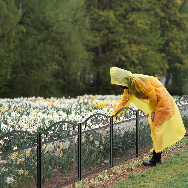 5 Panels Metal Decorative Garden Fences Heavy Duty Dog Playpen Fences Animal Barrier Solid Dog Fence Barrier Rustproof Garden Fence For Indoor Outdoor Use For Medium/ Small Animals