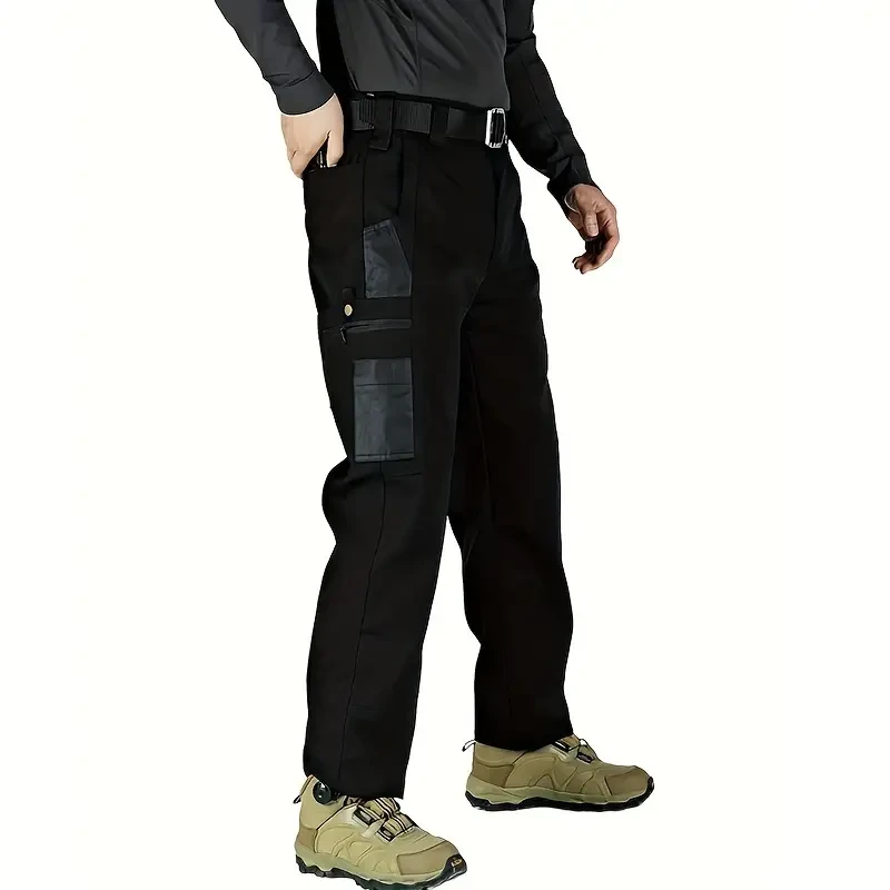 Solid Multiple Pockets Men's Straight Leg Cargo Pants, Loose Casual Outdoor Pants, Men's Work Pants For Hiking Fishing