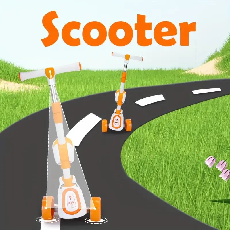 Scooter, Siteable Skateboard, Illuminated Wheels And 3 Adjustable Height Handlebars, Tilting Steering And Widened Non-Slip Deck, 3-Wheel