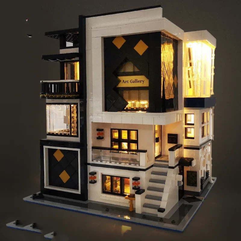 City Street View Building Lights Children Educational Assembly Building Blocks Toys Compatible