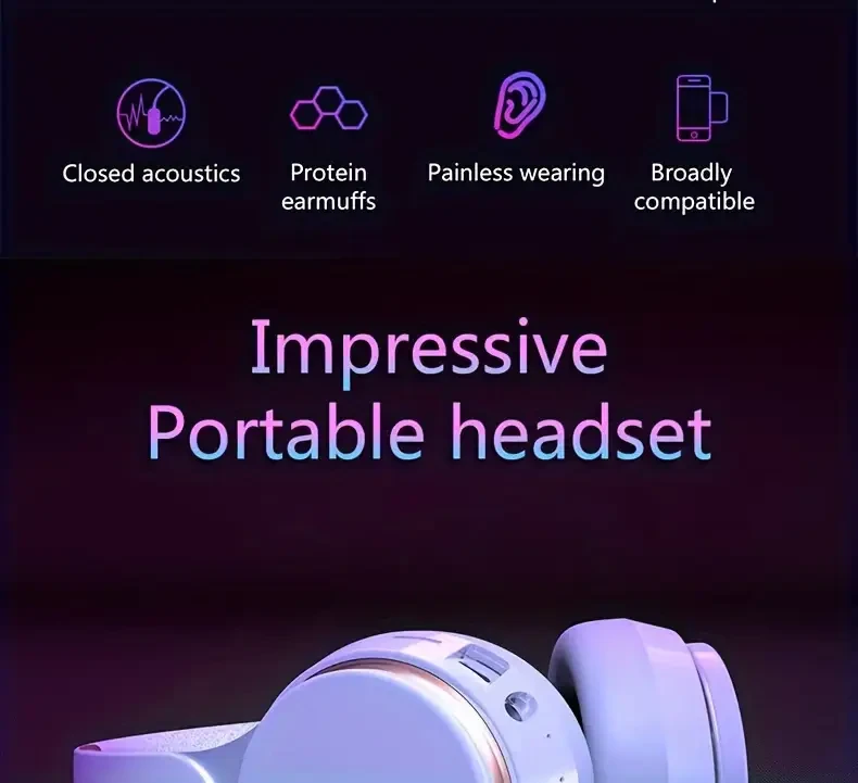 Ultra-Long Battery Life Wireless Over-Ear Headphones with Active Noise Cancellation, Wireless Connectivity, Foldable & Extendable Design for Gaming, Music, and Calls - Includes Charging Cable
