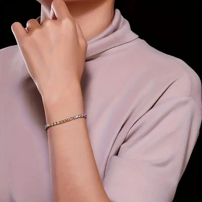 925 Silver Golden Colored Diamond Bracelet