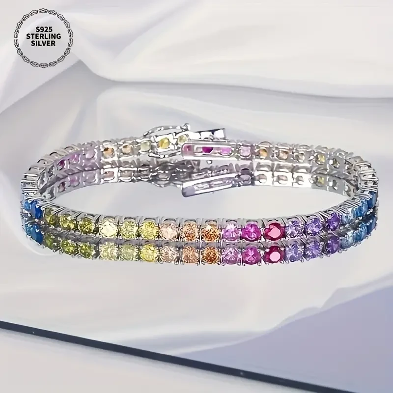 925 Silver Golden Colored Diamond Bracelet