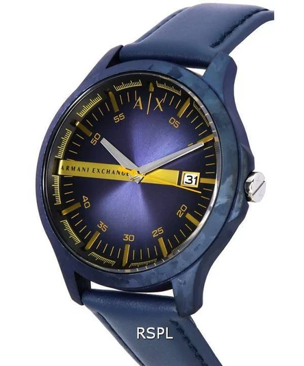 Armani Exchange Hampton Leather Strap Blue Dial Quartz AX2442 Men's Watch