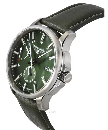 Bauhaus Aviation Green Leather Strap Dark Green Dial Automatic 28604 100M Men's WatchBauhaus Aviation Green Leather Strap Dark Green Dial Automatic 28604 100M Men's Watch