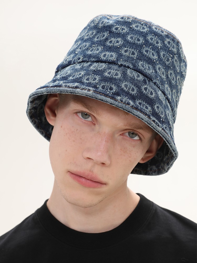 Vintage Washed Spray Horse Presbyopia Denim Bucket Hat