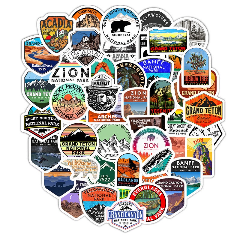 50 Pieces National Park Stationery Stickers Computer Cellphone Luggage Stickers