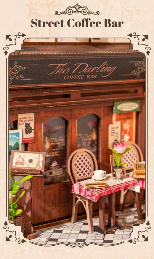 ROBOTIME DIY Book Nook Kit - Arcade Dating Scene With Dust Cover, 3D Wooden Miniature Dollhouse Puzzle, Creative Bookend Bookshelf Decor, Unique Gift For Adults