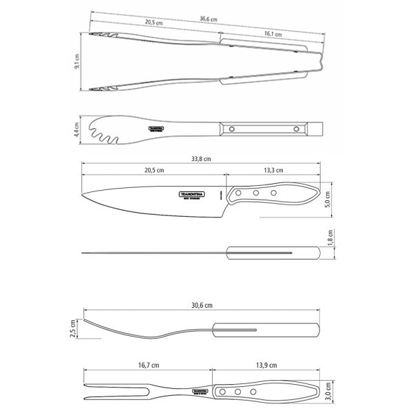 Churrasco Barbecue Set Polywood 3 Piece Set - Tramontina