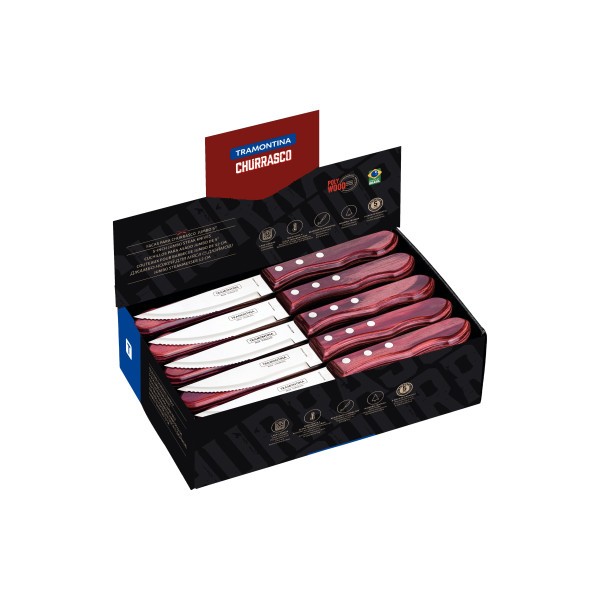 Jumbo Steak Knife with Polywood Handle 5", 12cm - Red (CDU 48pcs) - Tramontina