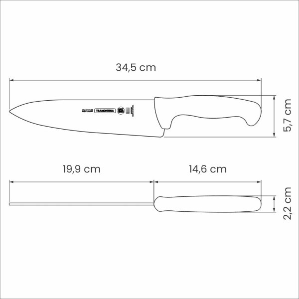 Professional Master Black Cooks Knife 8", 20cm - Tramontina