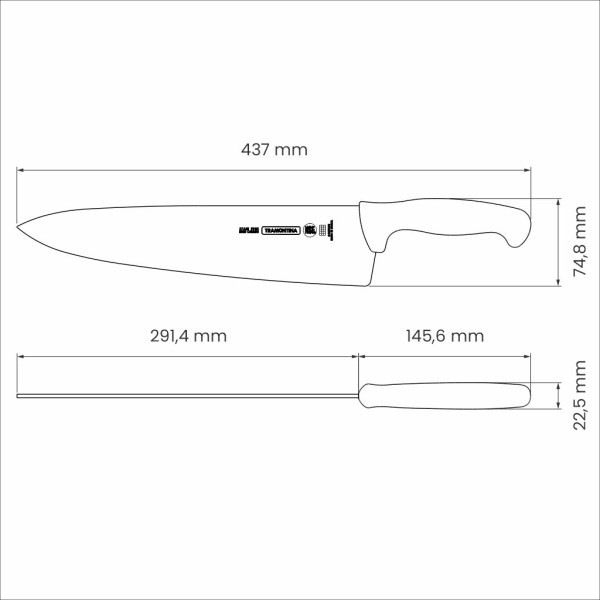 Professional Master Black Cooks Knife 12", 29cm - Tramontina