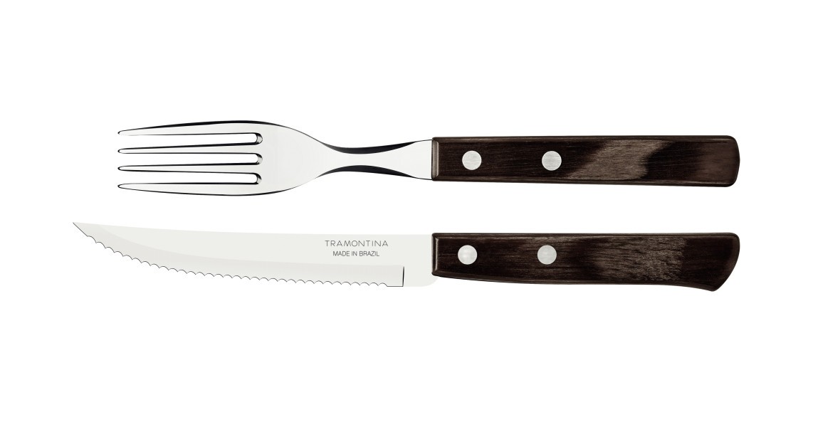 Churrasco Steak Knife Polywood Traditional Steak Set Brown 12pc  - Tramontina