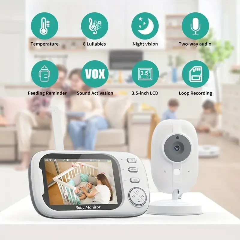 720P Baby Monitor Wireless Video Monitor with Temperature Alert and Night Vision