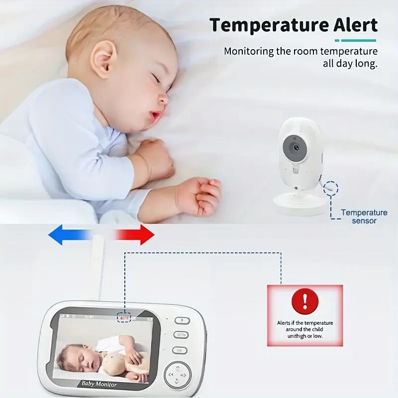 720P Baby Monitor  Wireless Video Monitor with Temperature Alert and Night Vision