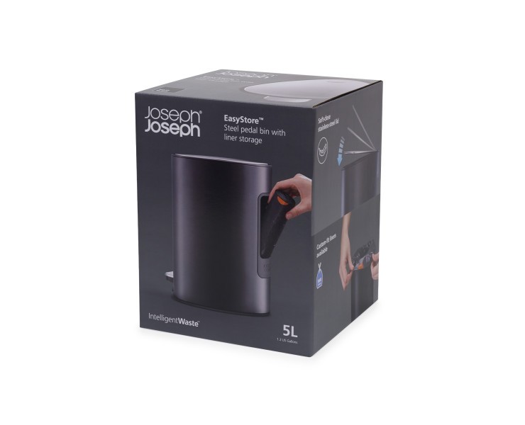 Easystore 5L Pedal Bin Matte - Black  - Joseph Joseph