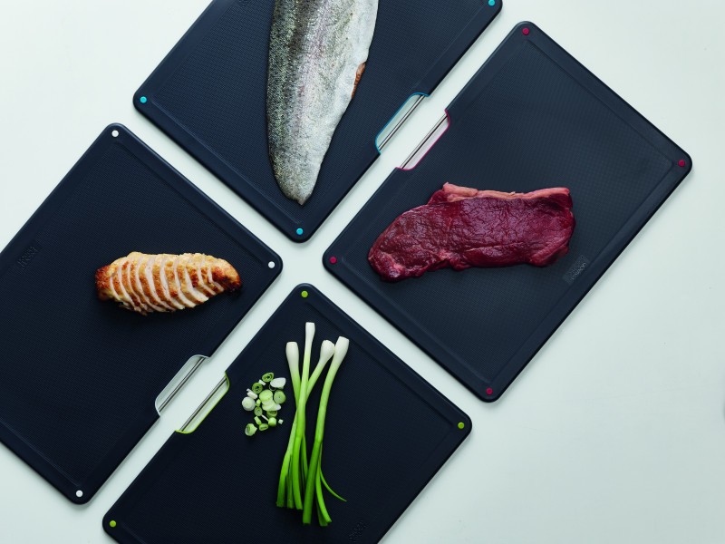 Folio Steel 4-piece chopping board set Stainless Steel - Joseph Joseph