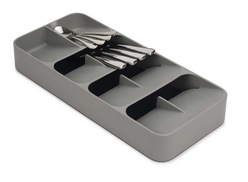 DrawerStore Large Compact Cutlery Organiser - Grey - Joseph Joseph