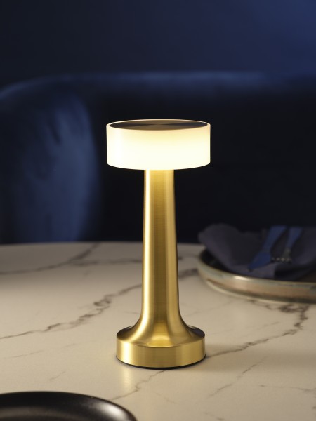 Ambience Aura Cordless LED Table Lamp Brushed Brass - Tablekraft