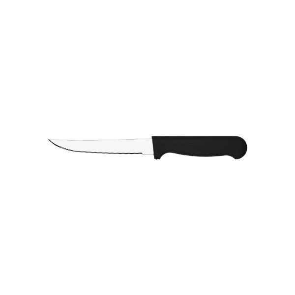 12 Pack Black Handle Pointed Tip Steak Knife - Tablekraft