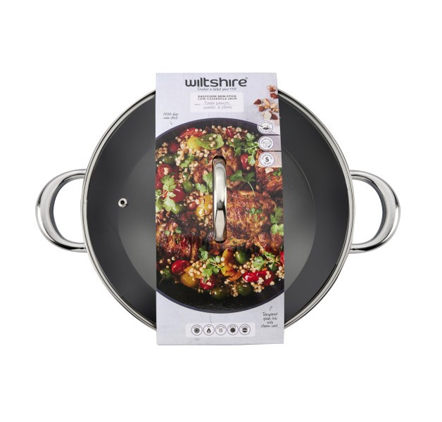 Easycook Blue Non-stick Induction Casserole 28cm3.59l with glass lid - Wiltshire