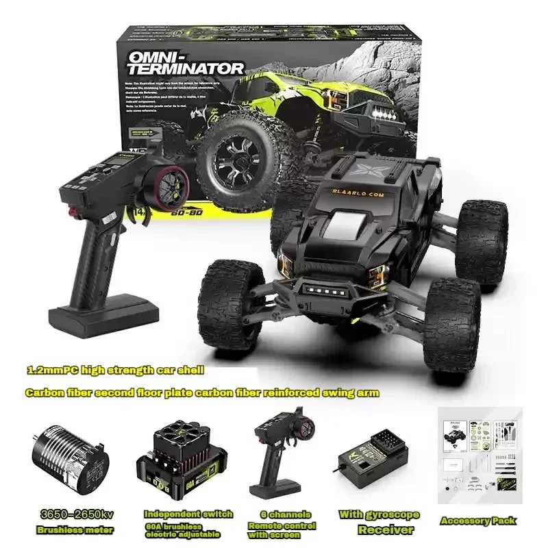 RC Cars RZ001 Monster Truck Omnipotent Terminator 4WD 1:10 Brushless Electric Off-Road RC Toy Car