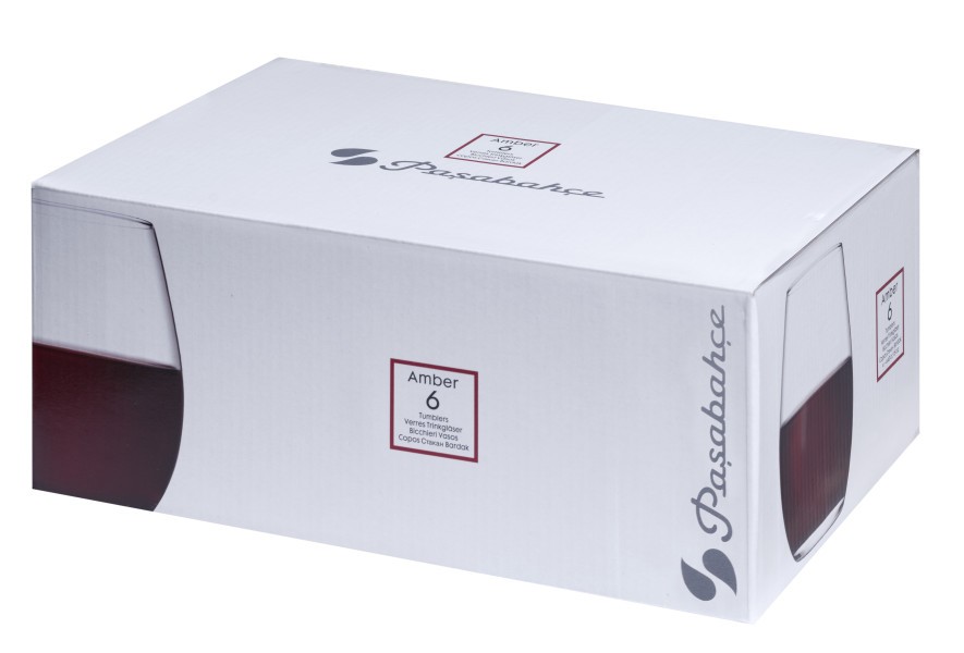 Amber Stemless Wine Glass 440ml Set 6  - Pasabahce