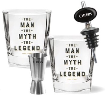 THE MAN 4PC SET: 2 Spirit Glasses, Jigger & Pourer