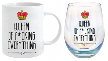 QUEEN 360ML MUG & STEMLESS GLASS 600ML GIFT SET