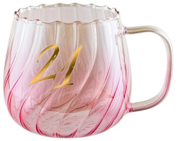 21ST PINK FLUTED GLASS 650ML