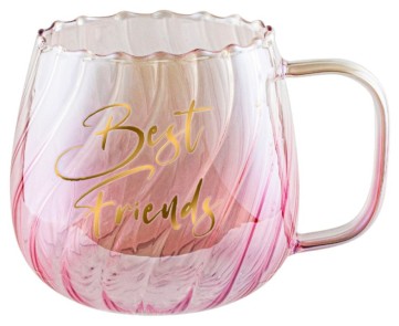 BEST FRIENDS PINK FLUTED GLASS 650ML