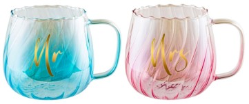 MR & MRS FLUTED GLASS SET 650ML