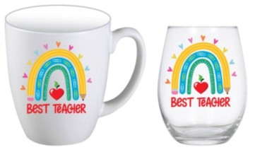 BEST TEACHER SET 400ML MUG AND 600ML STEMLESS