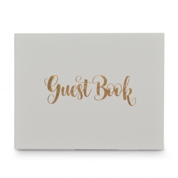 GUEST BOOK WHITE & GOLD 27X19CM