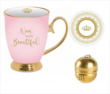 **NAN YOU'R**E BEAUTFUL MUG SET WITH TEA STRAINER & DISH