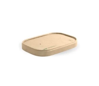 LIDS PAPER RECT PLA LINED FIT 500/1000ML KRAFT 300s (BIOPAK)