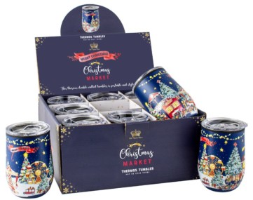 **CHRISTMAS MARKET DOUBLE WALLED THERMOS TUMBLER 360ML POS9