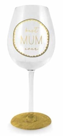 **BEST MUM EVER BLACK DOT WINE GLASS