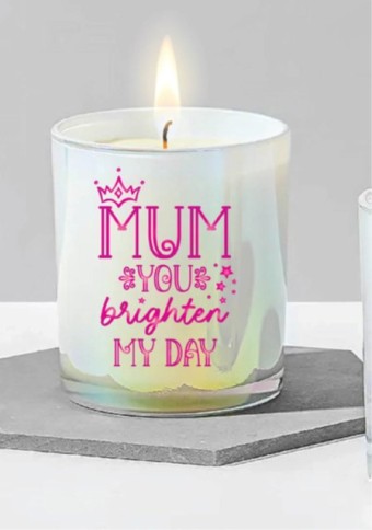 **MUM YOU BRIGHTEN MY DAY SINGLE WICK CANDLE 9X8CM